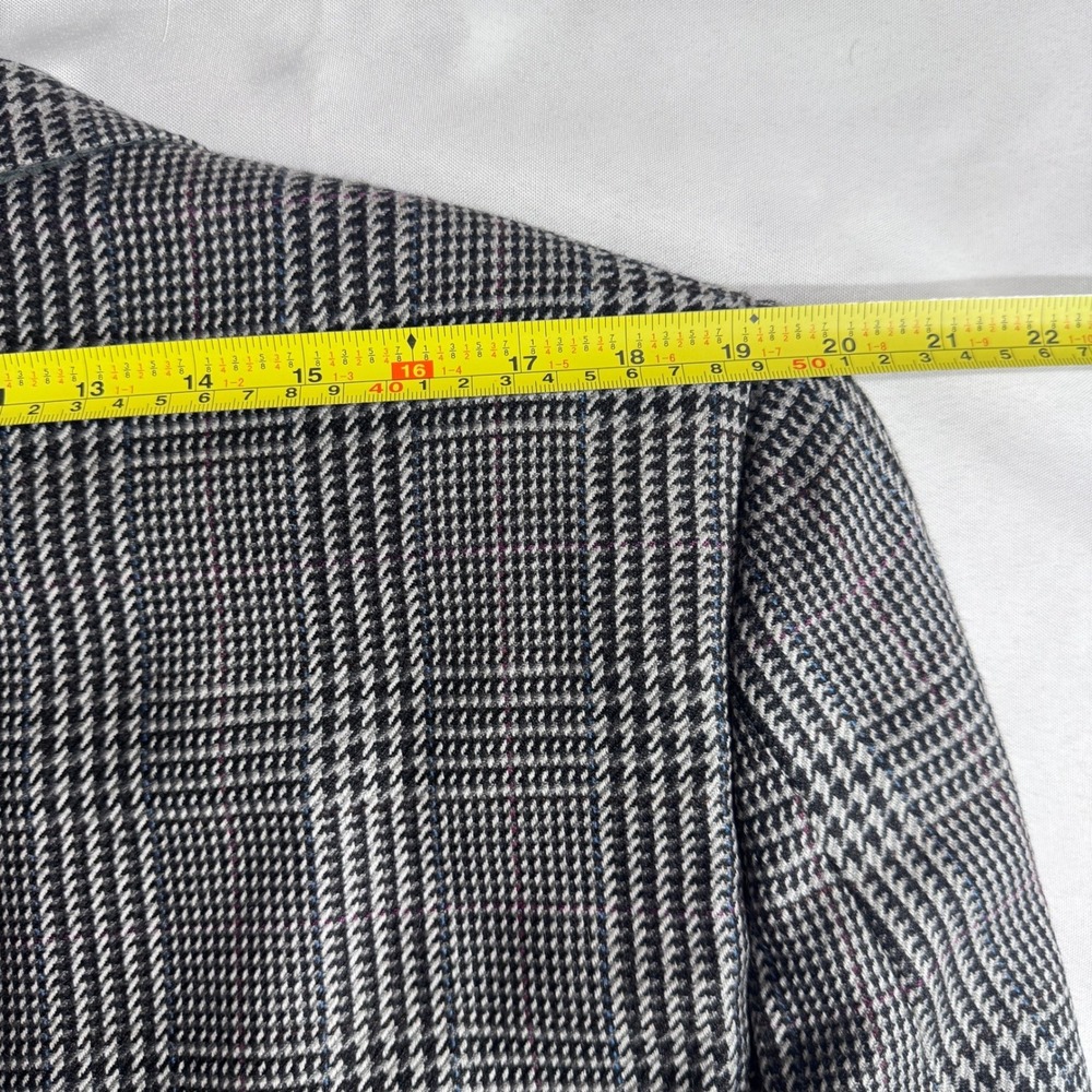 Burberrys Blazer Men 44L Grey Glen Plaid Sport Coat Vintage Dark Academia Luxury - Picture 7 of 16
